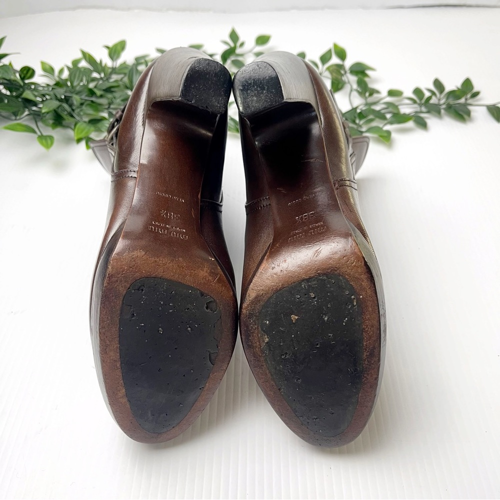 MIU MIU brown leather ankle heeled boots 7.5 - Picture 7 of 9